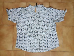 Patterned Ruffle Neck Top
