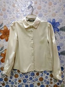 Elegant White Satin Shirt