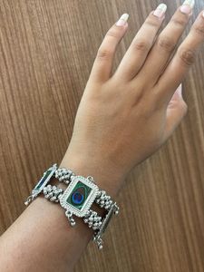 Peacock Feather Bangle Bracelet