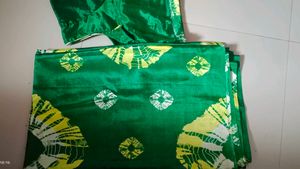 Green Saree With Blouse One Time Use