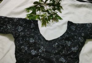 Black Blouse With Silver Designs