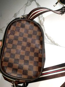 Brown Checkered Belt Bag