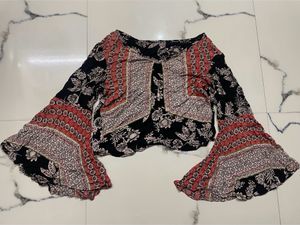 Boho Top With Peplum Sleeves