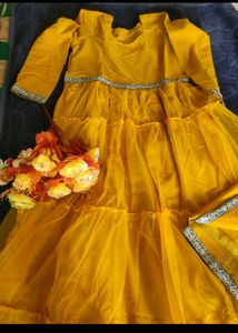 Girls' Festive Yellow Dress
