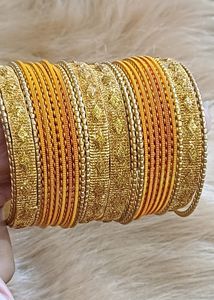 Yellow And Gold Set Of 24 Bangles