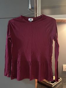 Maroon Peplum Long Sleeve Top – Old Navy