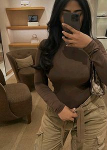 NEWME coffee brown long sleeve top