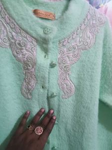High quality Mint Green Embellished Cardigan