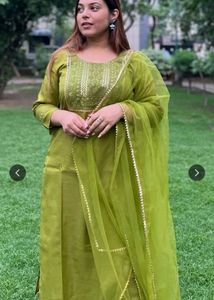 Green Embroidered Kurta Set