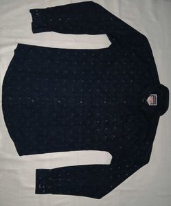 Mens Navy Blue Printed Casual Shirt.
