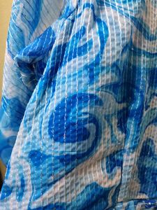 Blue And White Customized Short Gown