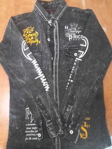 Graphic Print Denim Shirt