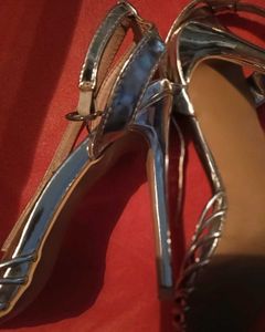 Silver Strappy Heels