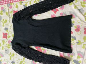 Elegant Black Lace Sleeve Top