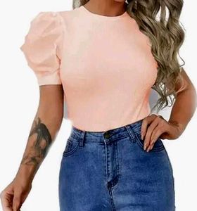 Peach Puff Sleeve Top