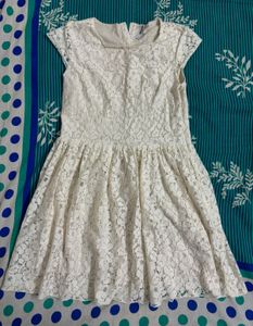 Beige Net Mini Dress For Girls