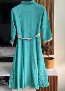 Aqua Shirtdress with Belt Midi