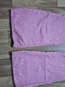 Pink Embroidered Palazzos