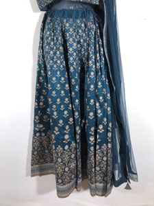 Blue Printed Lehenga Choli Set (Women’s)