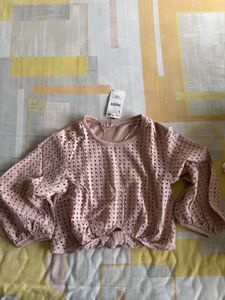 Pink Eyelet Tie-Front Top