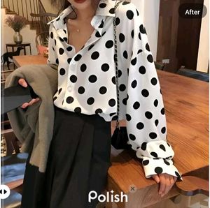 New With Tag Korean Baggy Dotted Cotton Shirt
