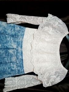 Of Shoulder Net White Top