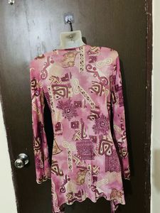 Pink Patterned Long Sleeve Top