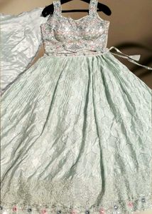 🆕🆕 FULLY STITCHED PASTEL GREEN AESTHETIC LEHENGA