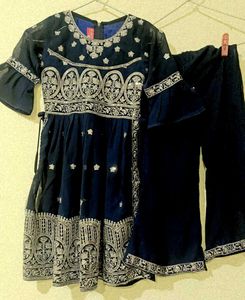 Navy Blue Embroidered Nayra Cut Dress