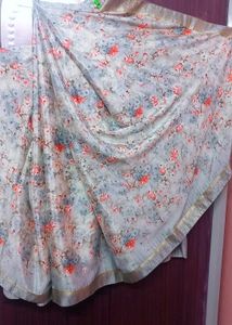 Satin Silk Saree With Border And Stone Work