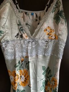 Floral Satin Lace Nightdress – Soft Mint Green
