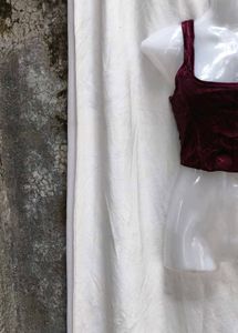 I. Burgundy Velvet Crop Top