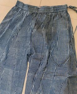 Morpankh Soft Cotton XL Blue Striped Palazzo Pants