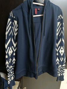 Fame Forever Blue Block Print Jacket/Sweater