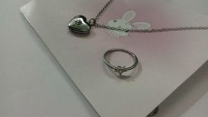 Silver Heart Locket &amp; Star Ring Set