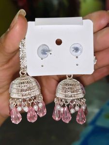 Pink Jhumka Earrings