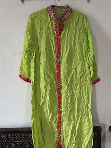 Green Embroidered party wear Kurta