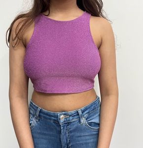 Silver &amp; Purple Tube Top