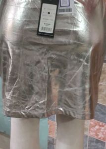Metallic Silver Mini Skirt