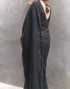 Elegant Black Sequin Saree