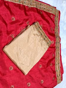Mirror Work beautiful Red ❤️Saree