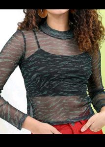 Sheer Zebra Print Top