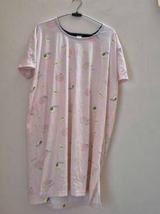 Peach Print Oversized T-Shirt Dress