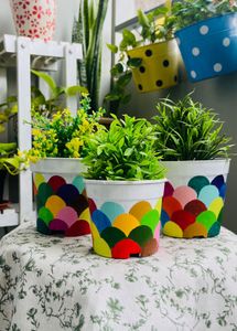 Colorful Painted Planter Pots - Set of 3