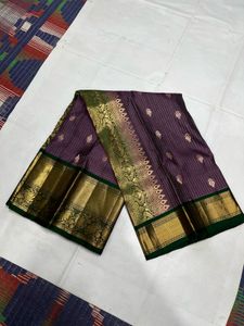 Onion Pink &amp; Green Pure Kanchipuram Silk Saree