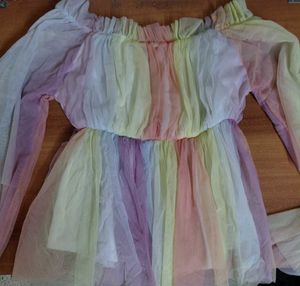 Rainbow Tulle Mini Dress