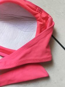 Pink Sequin Zebra Print Bandeau Bikini Top
