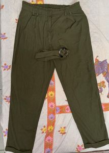 Olive Green Belted Pants