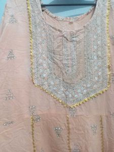 Peach Embroidered Kurti