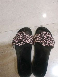 Animal Print Black Slides